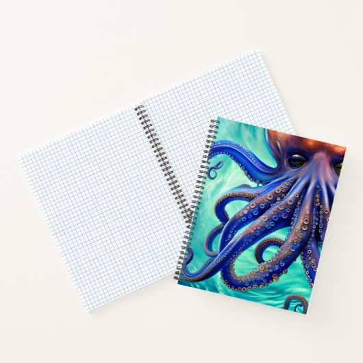 Dreamy Octopus Blue Ocean Wave Pop Art Notizblock (Innenseite)