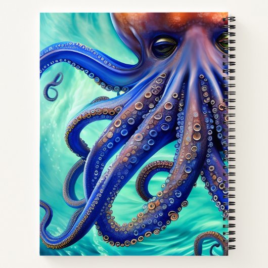 Dreamy Octopus Blue Ocean Wave Pop Art Notizblock (Rückseite)