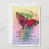 Dreamy Ombre Butterfly Foto Overlay Wedding Einladung (Vorderseite)