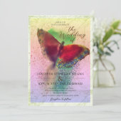 Dreamy Ombre Butterfly Foto Overlay Wedding Einladung (Stehend Vorderseite)