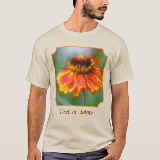 Dreamy Orange Zinnia Flower Personalized Nature T-Shirt (Vorderseite)