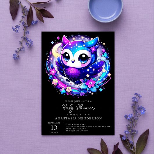 Dreamy Owl Baby Dusche Einladung