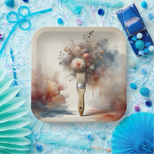 Dreamy Paintbrush Blume Bunch Pappteller (Party)