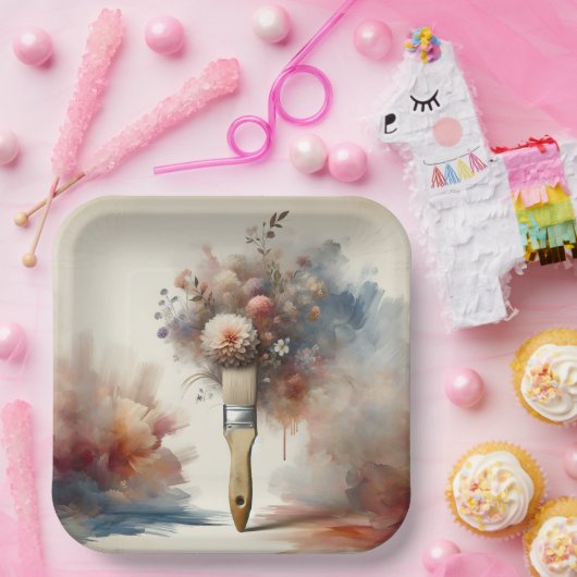 Dreamy Paintbrush Blume Bunch Pappteller (Party)