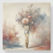 Dreamy Paintbrush Blume Bunch Steinuntersetzer (Vorderseite)