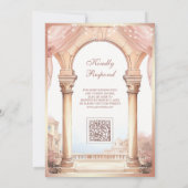 Dreamy Palace Pink Arch QR Code Muslime Hochzeit Einladung (Rückseite)