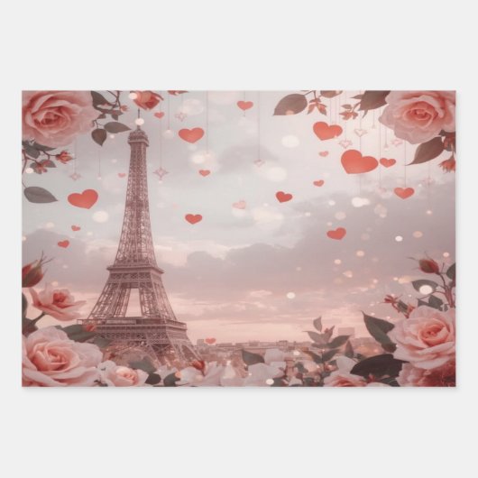 Dreamy Paris Romance: Eiffel Tower Geschenkpapier Set (Vorderseite 3)