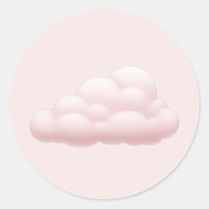 Dreamy Pastel Ästhetisch Soft Pink Cloud Emoji Art Runder Aufkleber
