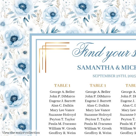 Dreamy Pastel Blue Gold Aquarelltafel Poster