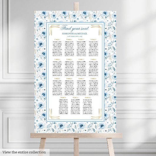 Dreamy Pastel Blue Gold Aquarelltafel Poster