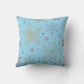 "Dreamy Pastel Blue Star Pattern Throw Kissen (Rückseite)