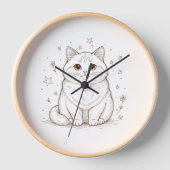Dreamy Pastel Cat Wall Clock | Aesthetic 10" Round Uhr (Vorderseite)