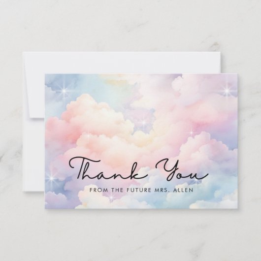 Dreamy Pastel Cloud Brautparty Dankeskarte (Vorderseite)