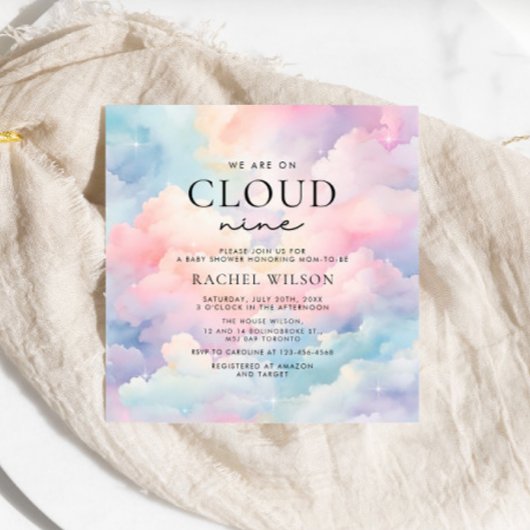 Dreamy Pastel Cloud Nine Baby Dusche Einladung