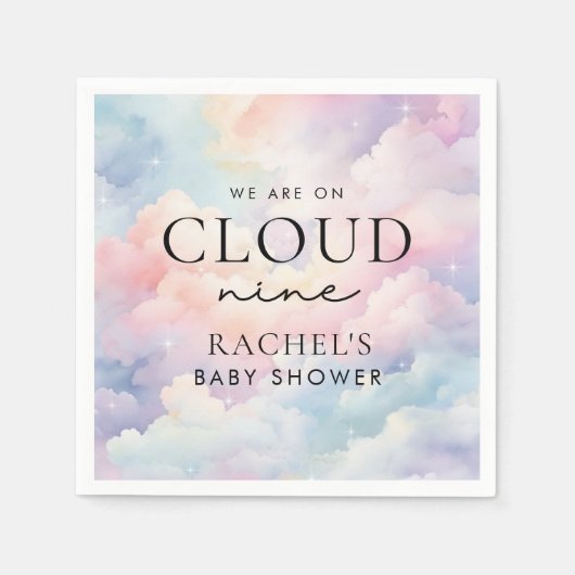 Dreamy Pastel Cloud Nine Baby Dusche Serviette (Vorderseite)