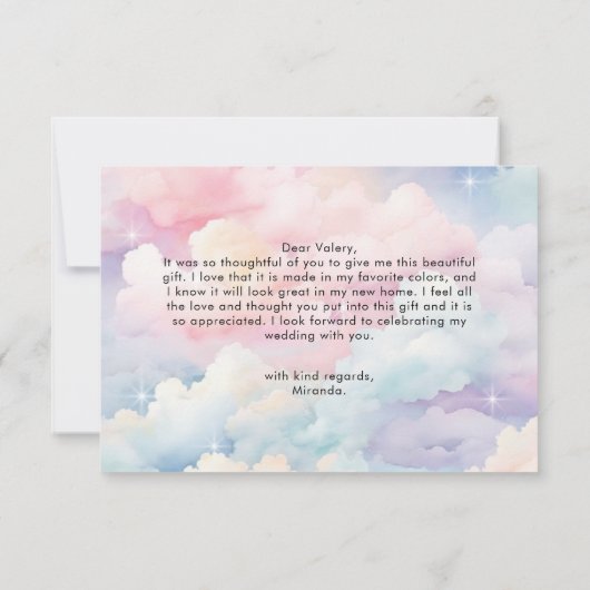 Dreamy Pastel Cloud Nine Brautparty Dankeskarte (Rückseite)