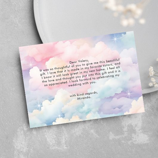 Dreamy Pastel Cloud Nine Brautparty Dankeskarte