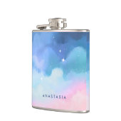Dreamy Pastel Clouds Personalisiert Hip Flask Flachmann (Links)