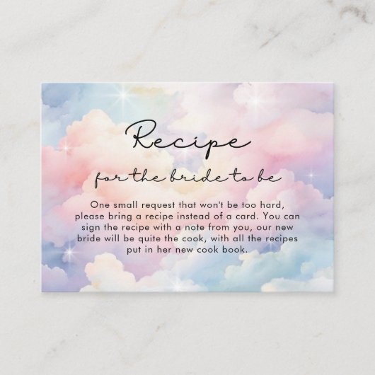 Dreamy Pastel Clouds Rezept Brautparty Begleitkarte (Vorderseite)