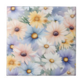 Dreamy Pastel Daisies Muster Wasserfarbe Fliese (Vorderseite)