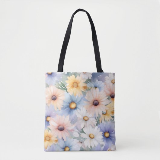 Dreamy Pastel Daisies Muster Wasserfarbe Tasche (Vorderseite)