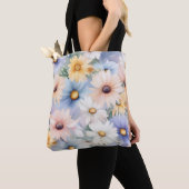 Dreamy Pastel Daisies Muster Wasserfarbe Tasche (Von Nahem)