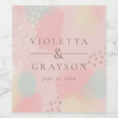 Dreamy Pastel Modern Art Wedding Weinetikett (Einzelnes Label)