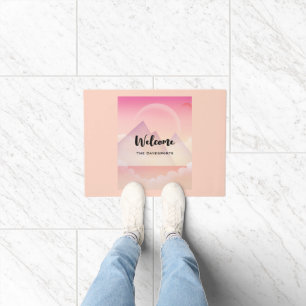 Dreamy Pastel Mountain Landschaft Fußmatte