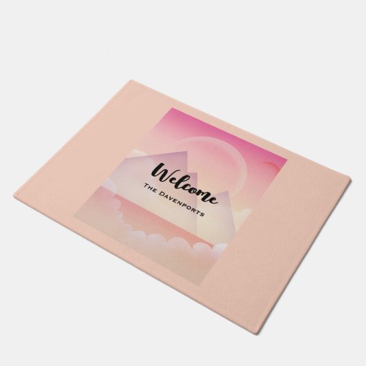 Dreamy Pastel Mountain Landschaft Fußmatte (Schrägansicht)