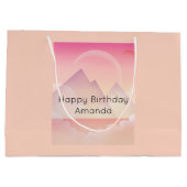 Dreamy Pastel Mountain Landschaft Geburtstag Große Geschenktüte (Rückseite)