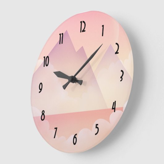 Dreamy Pastel Mountain Landschaft Große Wanduhr (Winkel)