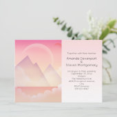 Dreamy Pastel Mountain Landschaft Hochzeit Einladung (Stehend Vorderseite)