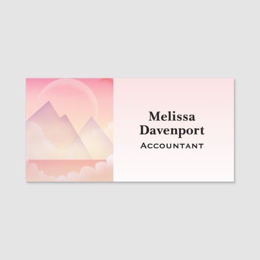 Dreamy Pastel Mountain Landschaft Namensschild (Vorderseite)