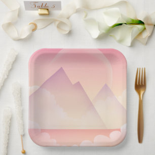Dreamy Pastel Mountain Landschaft Pappteller