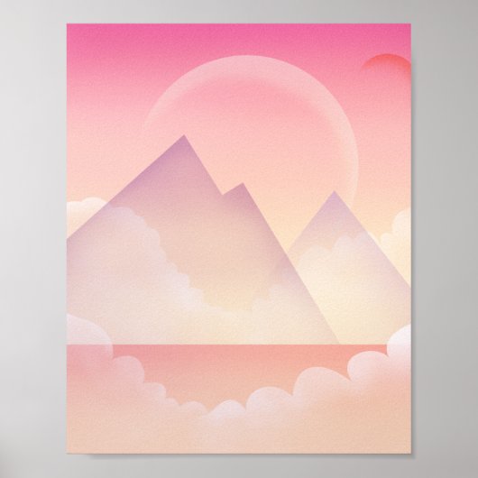 Dreamy Pastel Mountain Landschaft Poster (Vorne)