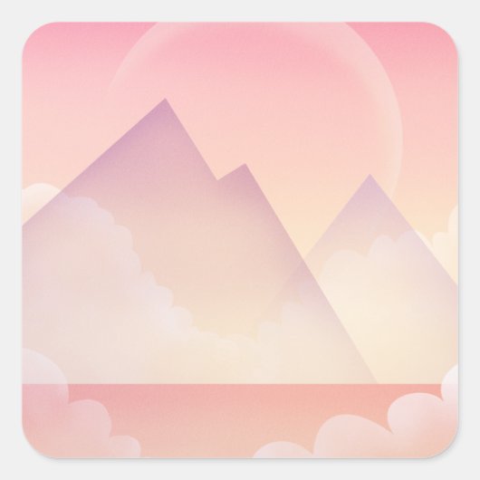 Dreamy Pastel Mountain Landschaft Quadratischer Aufkleber (Vorderseite)