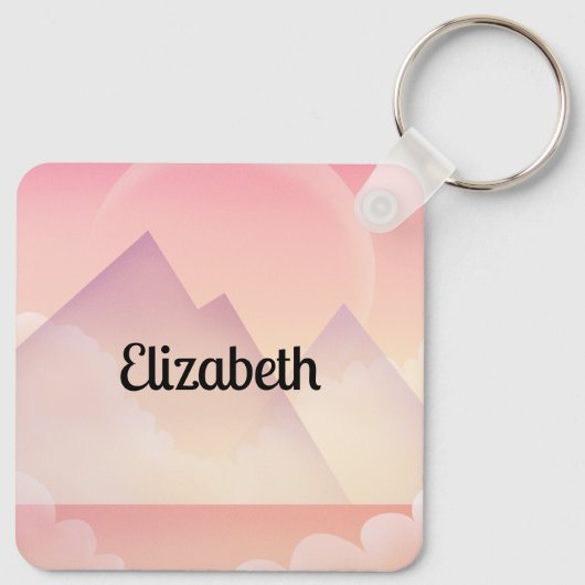Dreamy Pastel Mountain Landschaft Schlüsselanhänger (Rückseite)