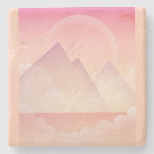 Dreamy Pastel Mountain Landschaft Steinuntersetzer (Vorderseite)