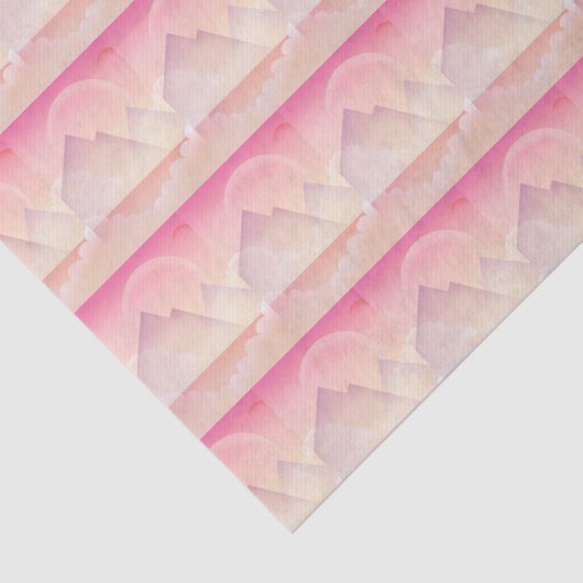 Dreamy Pastel Mountain Landschaftsmuster Seidenpapier (Ausschnitt)