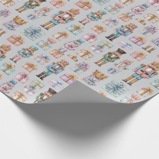 Dreamy Pastel Nutcracker Christmas Wrapping Paper Geschenkpapier (Ecke)