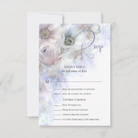 Dreamy Pastel Peonies Floral RSVP Karte (Vorderseite)