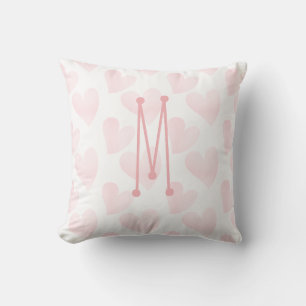 Dreamy Pastel Pink Hört Mit Monogramm Kissen