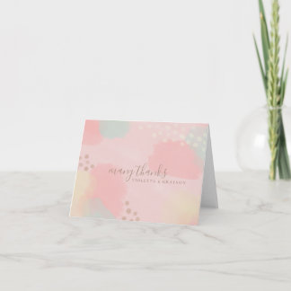 Dreamy Pastel Pink Moderne Abstrakte Hochzeit Dankeskarte
