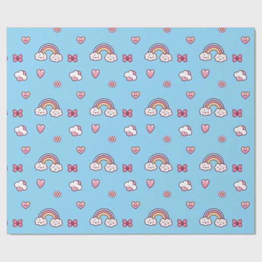 Dreamy Pastel Rainbow Blue Geschenkpapier (Flach)