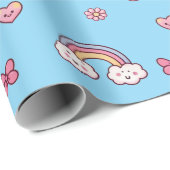 Dreamy Pastel Rainbow Blue Geschenkpapier (Rolleneckpunkt)