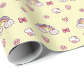 Dreamy Pastel Rainbow – Clouds, Hearts, Flowers Geschenkpapier (Rolleneckpunkt)