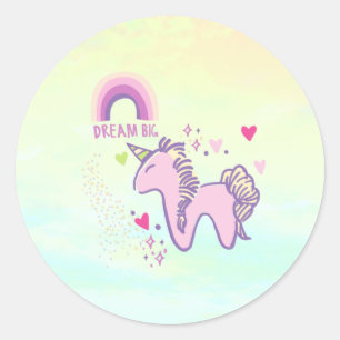 Dreamy Pastel Rainbow Unicorn Runder Aufkleber