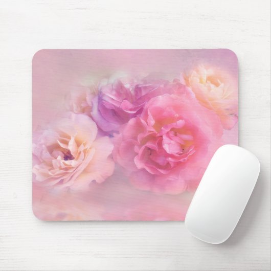 Dreamy Pastel Rose Mousepad (Mit Mouse)