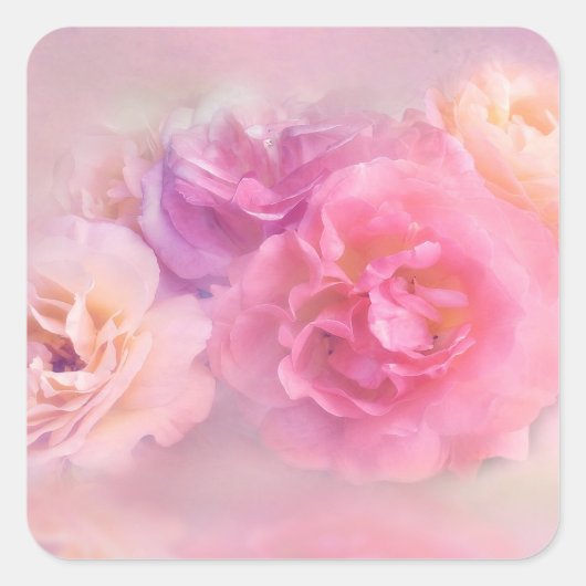 Dreamy Pastel Rose Quadratischer Aufkleber (Vorderseite)