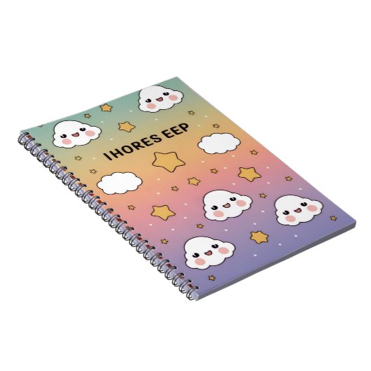 “Dreamy pastel, soft clouds, stars, notebook cover Notizblock (Rechte Seite)